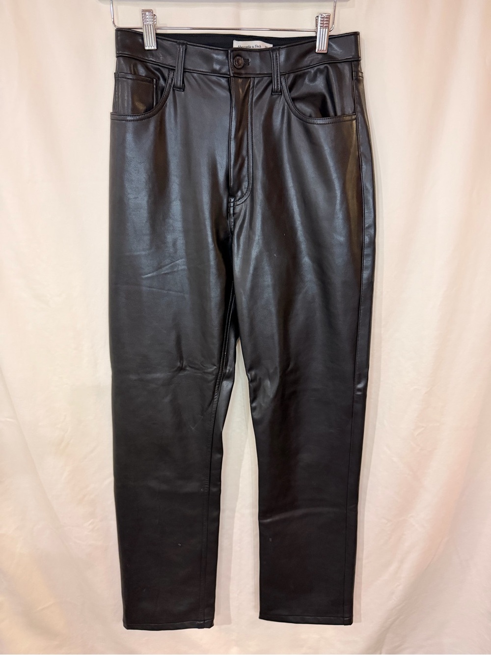 Abercrombie & Fitch Black Faux Leather Slim Straight Jeans